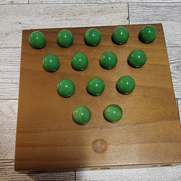 Marble Solitaire  game In A  wooden box. - Picture 1 of 6